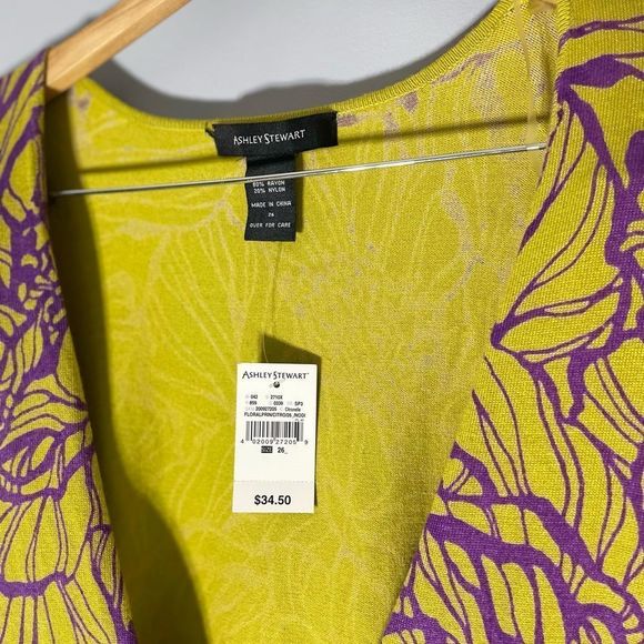 Ashley Stewart Sweater Cardigan Size 26 Citronelle NWT Half Zipper Rayon - Picture 3 of 9